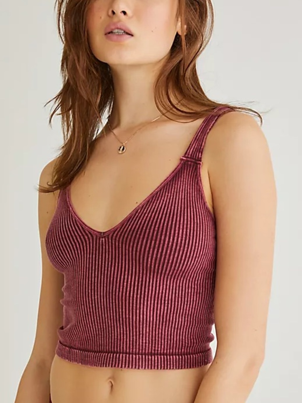 Free People Intimately Washed Seamless Crop Washed Berry medium large stretch